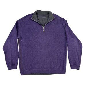 Tommy Bahama Mens Purple 1/4 Zip Pullover Sweater Sz XL